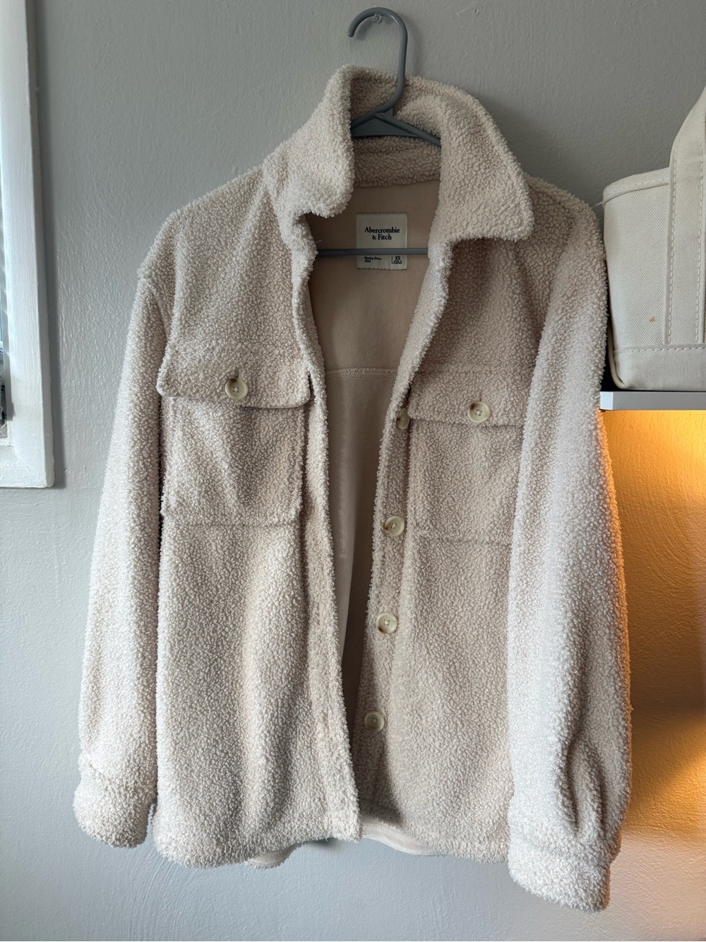 Abercrombie & Fitch Cream Teddy Sherpa Jacket